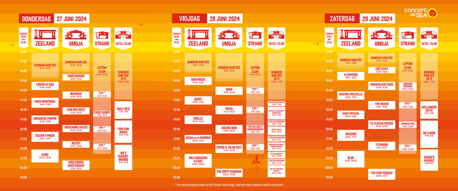 Hier is het tijdschema van CAS 2024 Concert at SEA